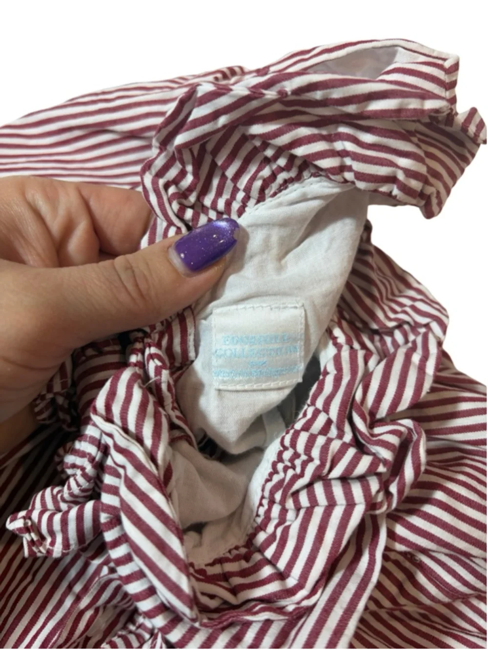 Edgehill Collection Striped Ruffle Dress Baby Girls 9M Burgundy Cottagecore